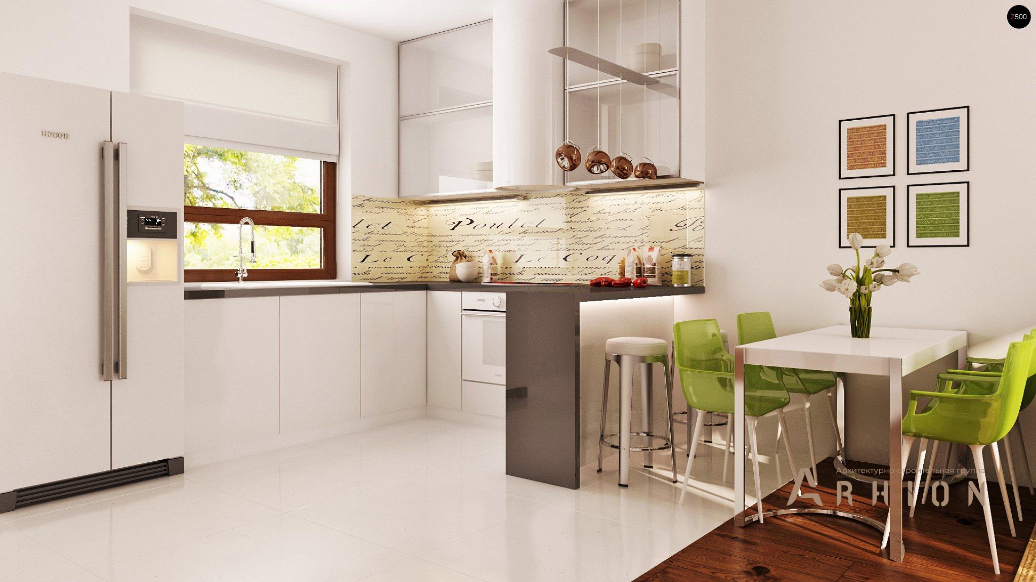 5. Проект одноэтажного дома в современном стиле с двускатной кровлей, Z12 P GP, площадью - 156 кв c мансардой, терассой, гаражом